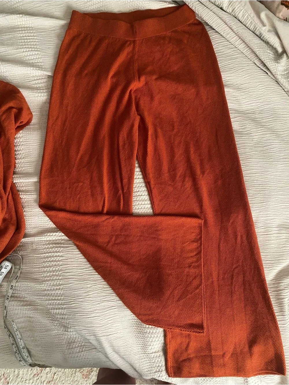 Rust Button-Neck Knit Lounge Set